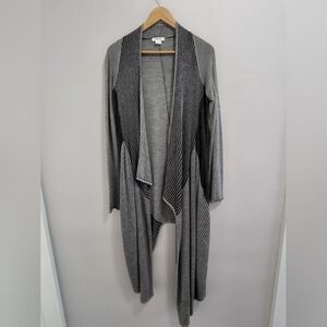 Helmut Lang 100% Wool Cardigan Sweater Sharkbite Hem Long Duster Large *READ